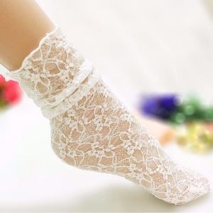 Floral Ladies Boot Socks Ruffle Lace Mesh Heap NEW